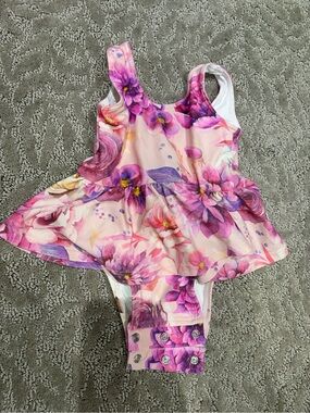 Posh Peanut Pink Floral Girls' swimsuit